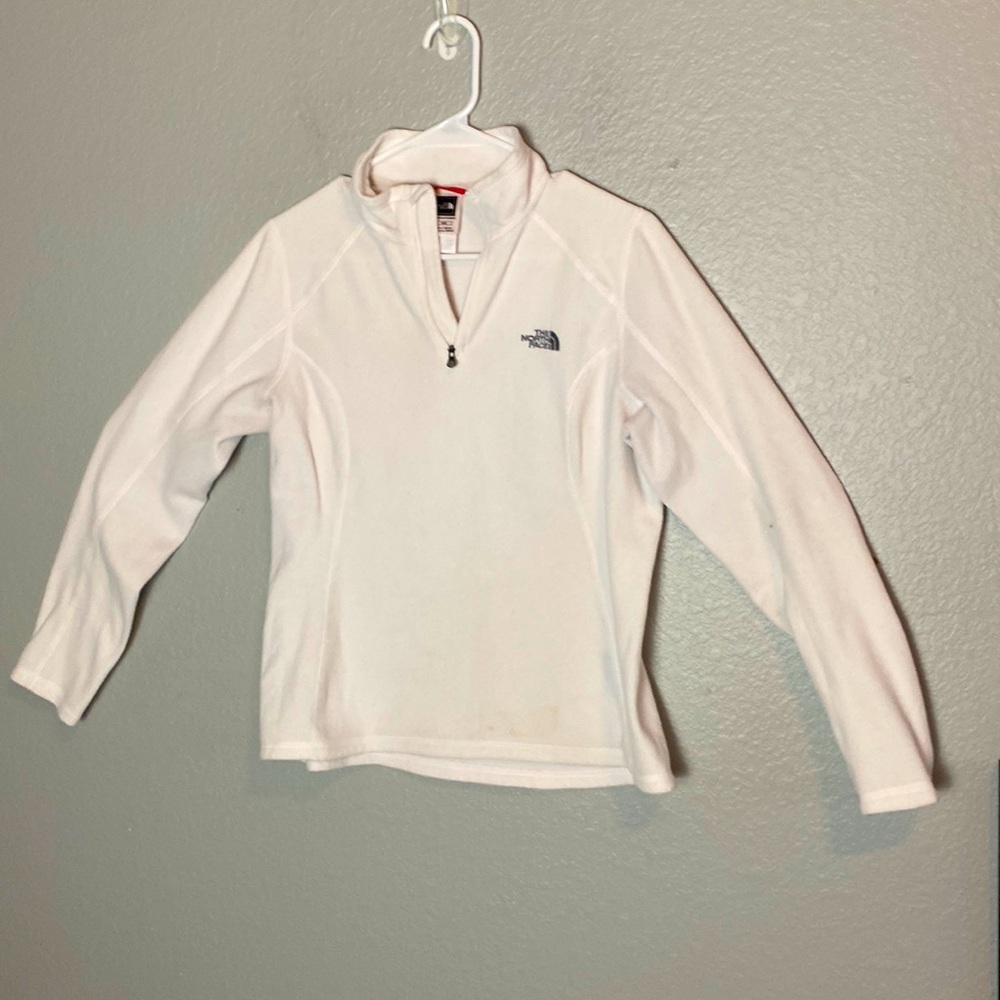 The North Face White Fleece Pullover 3/4 zip light jacket Size Medium